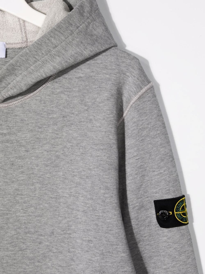 Shop Stone Island Junior Logo-patch Sleeve Hoodie In Grey