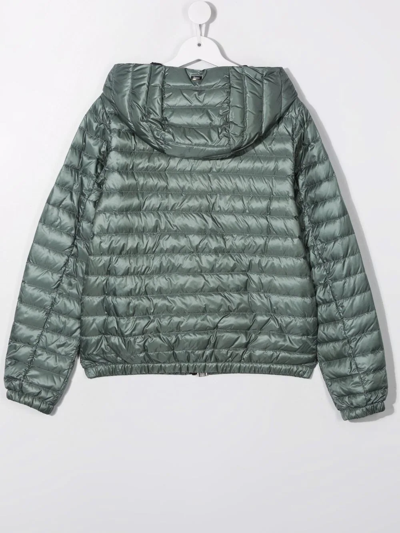Shop Herno Quilted Feather-down Jacket In Green