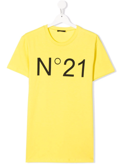 Shop N°21 Teen Logo-print Short-sleeve T-shirt In Yellow