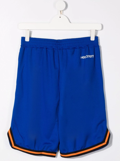 Shop Neil Barrett Teen Number-print Court Shorts In Blue