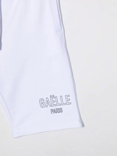 Shop Gaelle Paris Teen Logo-print Cotton Track Shorts In White