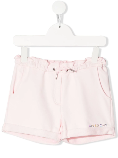 Shop Givenchy Logo-print Drawstring Shorts In Pink
