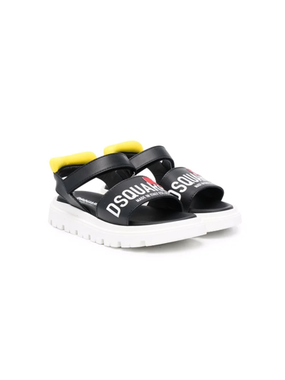 Dsquared2 Logo-print Open-toe Sandals In Black