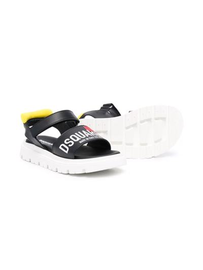 Dsquared2 Logo-print Open-toe Sandals In Black