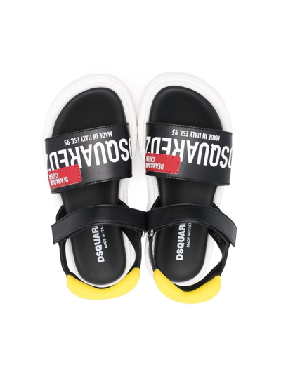 Dsquared2 Logo-print Open-toe Sandals In Black