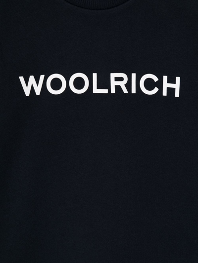 Shop Woolrich Logo Crewneck Sweatshirt In Blue