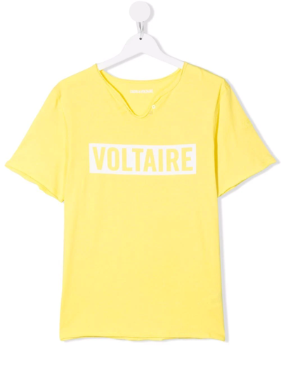 Zadig & Voltaire Teen Logo-print Short-sleeved T-shirt In Yellow