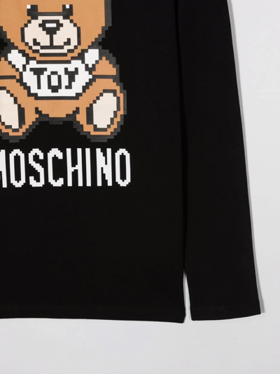 Shop Moschino Teen Teddy Bear-print Long-sleeve T-shirt In Black