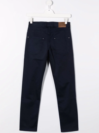 Shop Fay Teen Five-pocket Cotton Chinos In Blue