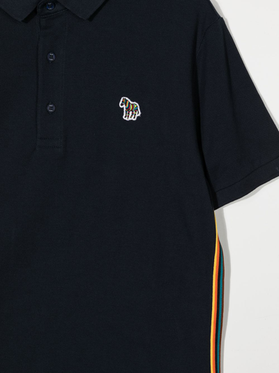 Shop Paul Smith Junior Zebra-patch Polo Shirt In Blue