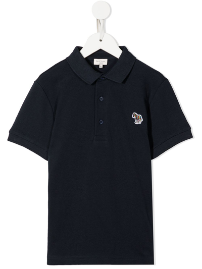 Shop Paul Smith Junior Zebra-patch Polo Shirt In Blue