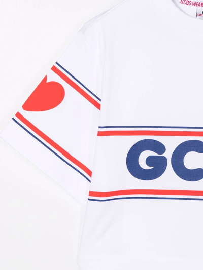 Shop Gcds Logo-print Short-sleeve Top In White