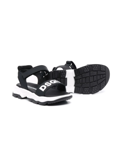 Dsquared2 Logo-print Touch-strap Sandals In Black