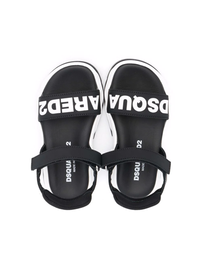 Dsquared2 Logo-print Touch-strap Sandals In Black