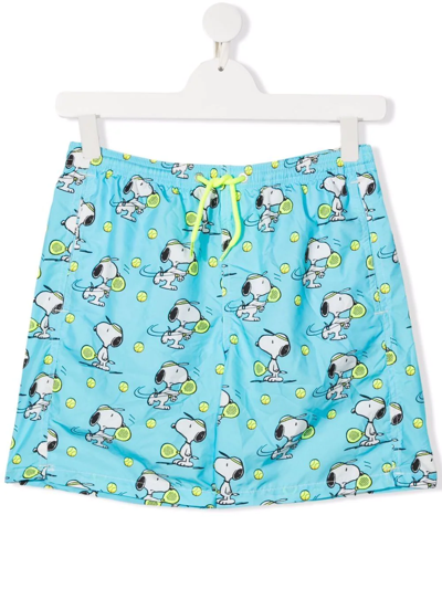 Shop Mc2 Saint Barth Snoopy-print Swim Shorts In Blue
