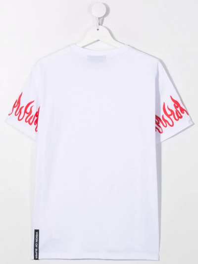 Shop Vision Of Super Teen Spray-flame Cotton T-shirt In White