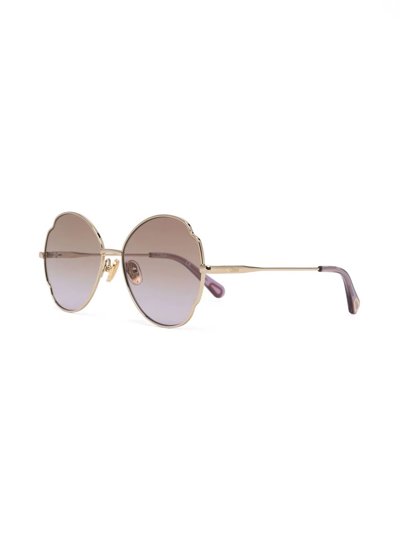 Shop Chloé Round-frame Sunglasses In Gold