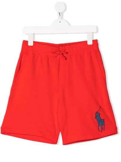 Polo Ralph Lauren Embroidered-logo Track Shorts In Red