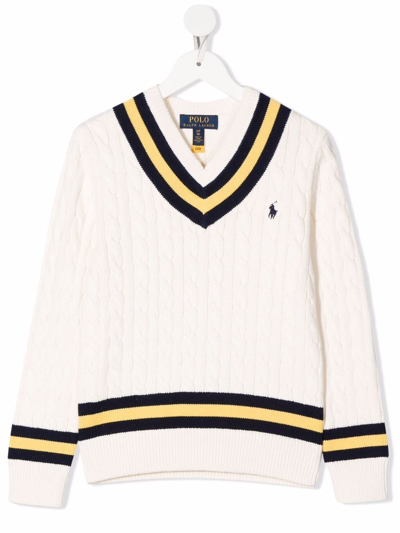 Shop Ralph Lauren Embroidered-logo V-neck Jumper In White