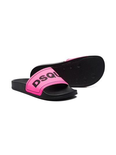 Dsquared2 Teen Logo-print Open-toe Slides In Pink