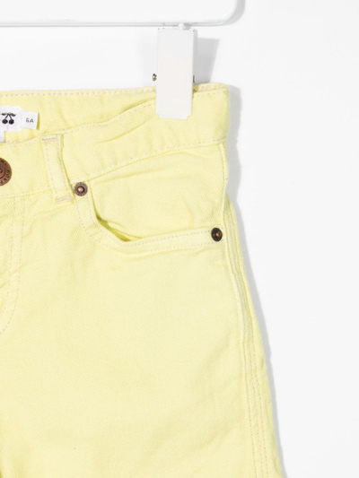 Shop Bonpoint Teen Elasticated Waistband Denim Shorts In Yellow