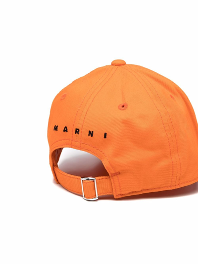 Shop Marni Embroidered-logo Baseball Cap In Orange