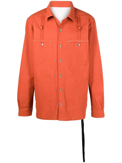 Shop Rick Owens Drkshdw Cotton-blend Shirt Jacket In Orange