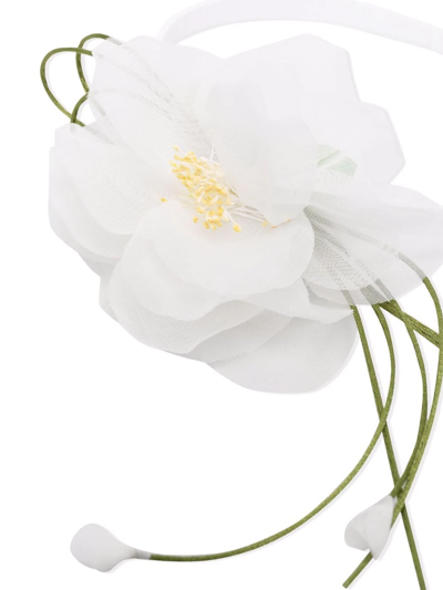 Piccola Ludo Floral Appliqué Thin Headband In White