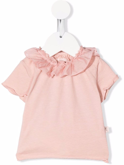 Shop Teddy & Minou Ruffle-collar T-shirt In Pink