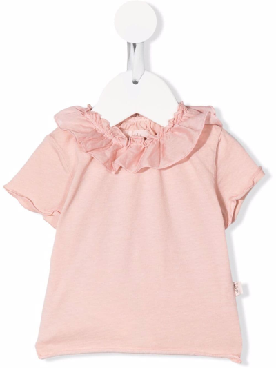 Teddy & Minou Ruffle-collar T-shirt In Pink