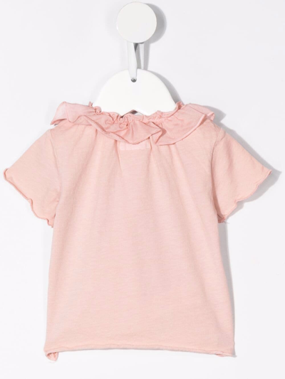 Shop Teddy & Minou Ruffle-collar T-shirt In Pink