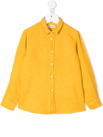 Shop Paolo Pecora Linen Long-sleeved Shirt In Yellow