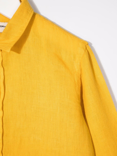 Shop Paolo Pecora Linen Long-sleeved Shirt In Yellow
