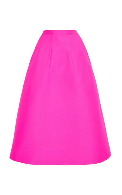 Shop Valentino Women's Wool And Silk-blend Midi Skirt In Pink