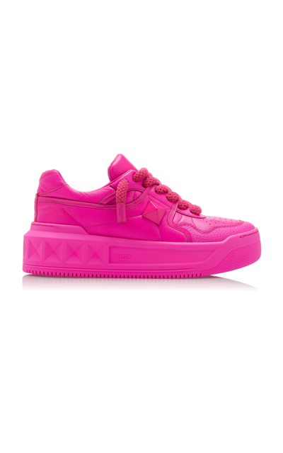 Shop Valentino One Stud Xl Leather Sneakers In Pink