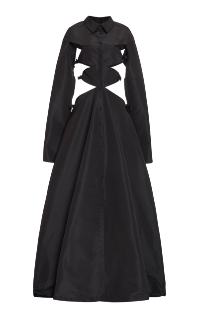 Shop Valentino Silk Faille Cutout Gown In Black