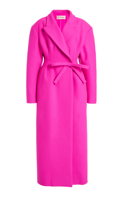 Shop Valentino Diagonal Wool-blend Coat In Pink