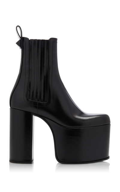 Shop Valentino Club Leather Ankle Boots In Black