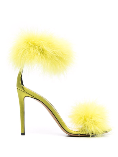 Shop Alexandre Vauthier 110mm Feather-straps Sandals In Green