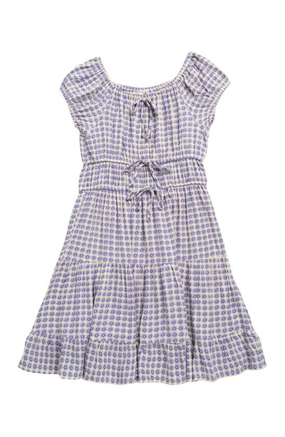 Shop Ava & Yelly Ava And Yelly Printed Gauze Babydoll Dress In Lilac