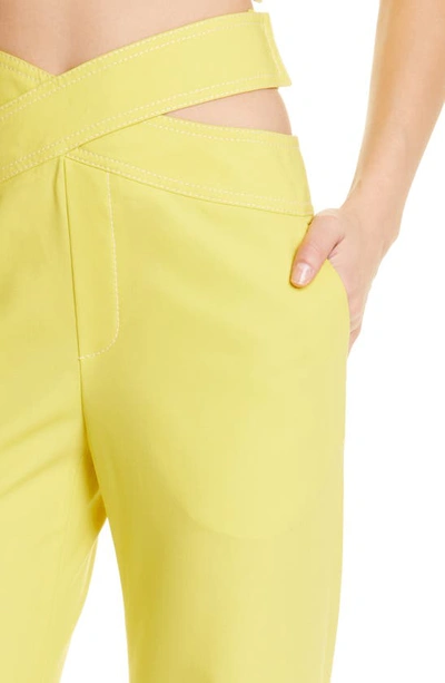 Shop Monse High Crossover Waist Stretch Wool Pants In Lime