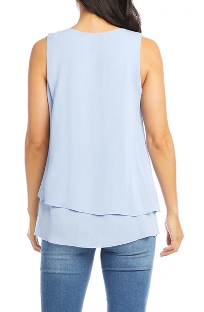 Shop Karen Kane V-neck Layered Asymmetrical Tank In Chambray