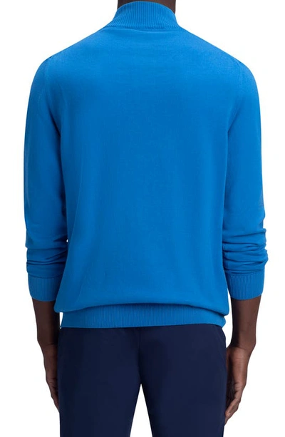 Shop Bugatchi Textured Mock Neck Cotton Sweater In Classic Blue