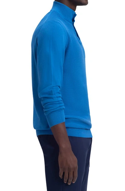 Shop Bugatchi Textured Mock Neck Cotton Sweater In Classic Blue