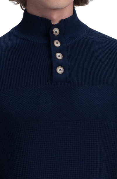 Shop Bugatchi Textured Mock Neck Cotton Sweater In Midnight