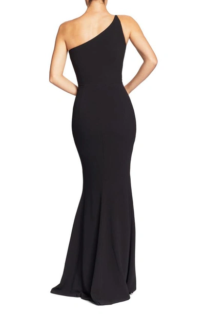 Dress The Population Amy One-shoulder Crepe Gown In Black