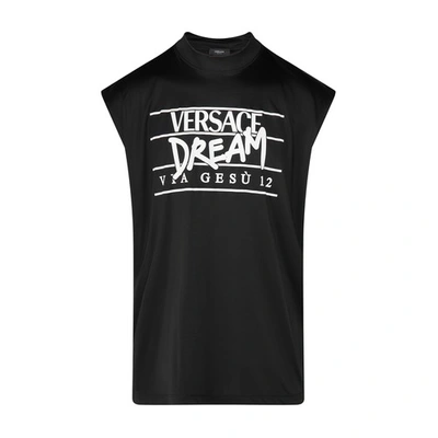 Shop Versace Dream Print Tank Top In Black