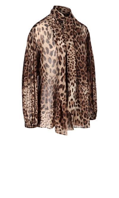 Shop Dolce & Gabbana Animal Print Chiffon Shirt