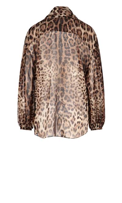Shop Dolce & Gabbana Animal Print Chiffon Shirt