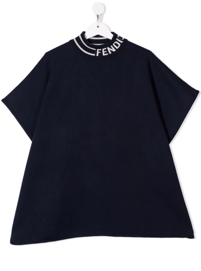 Shop Fendi Logo-print Neckline T-shirt In Blue